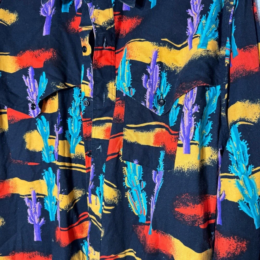 Vtg Wrangler Neon Cactus All Over Print Cowboy Cut Regular Fit‎ USA Mens 17-36